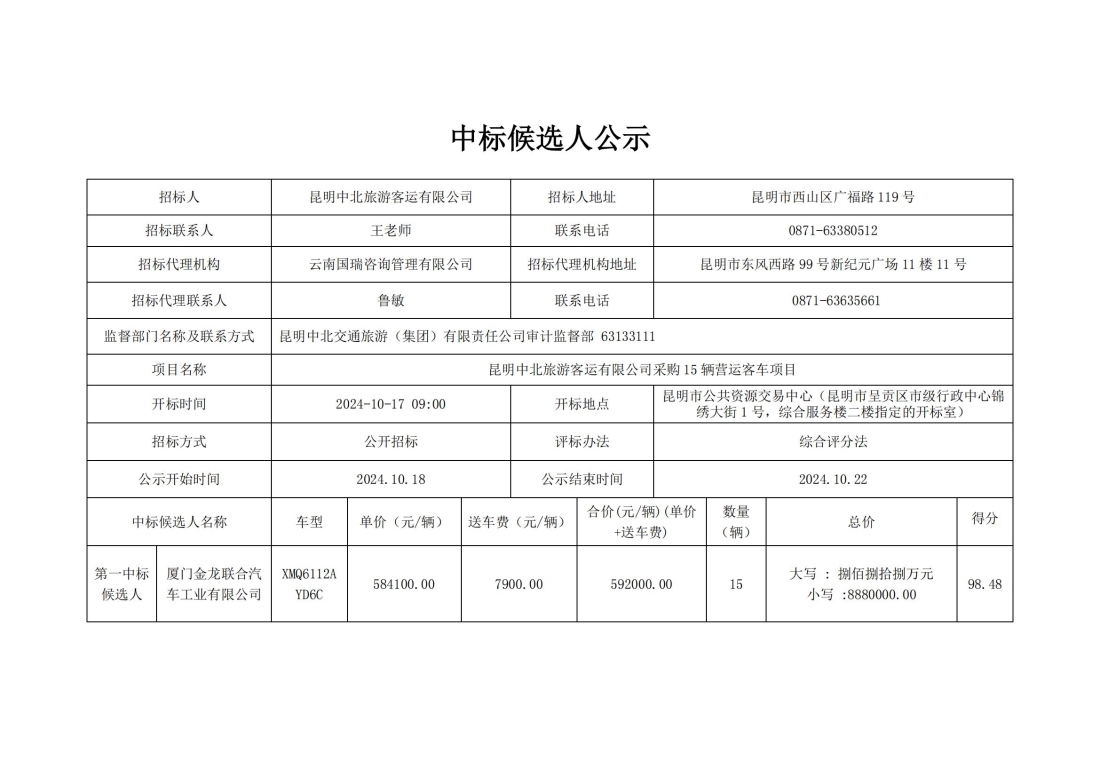 昆明中北旅游客運(yùn)有限公司采購15輛營運(yùn)客車項目中標(biāo)候選人公示_00